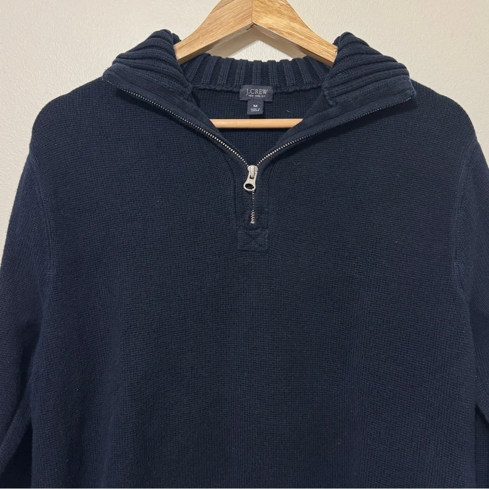 J. Crew Half-Zip Navy Sweater Size Medium Men’s Cotton